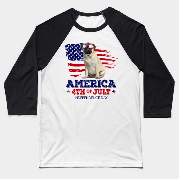 Pug Flag USA - America 4th Of July Independence Day Baseball T-Shirt by bunnierosoff21835